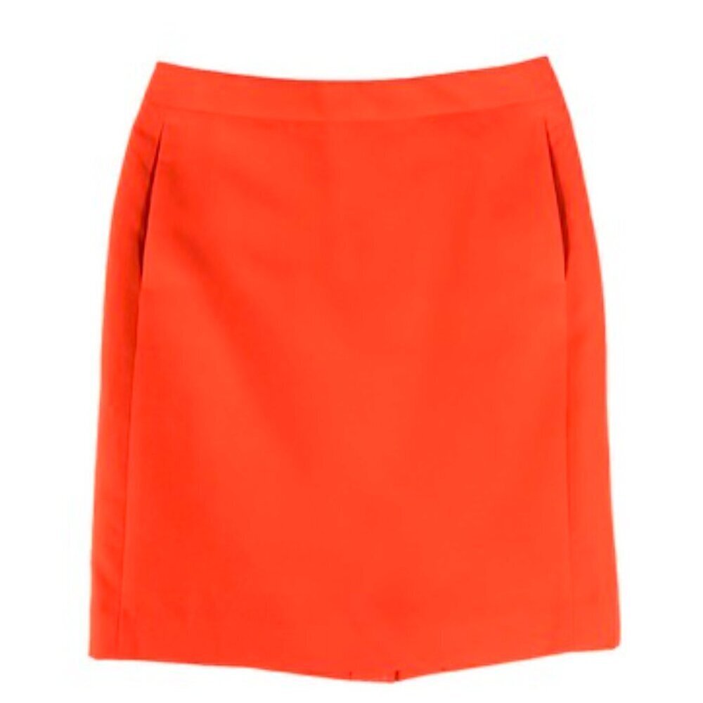 J.Crew Pencil Skirt 2 Neon Orange Officecore Mod Preppy Pop Color